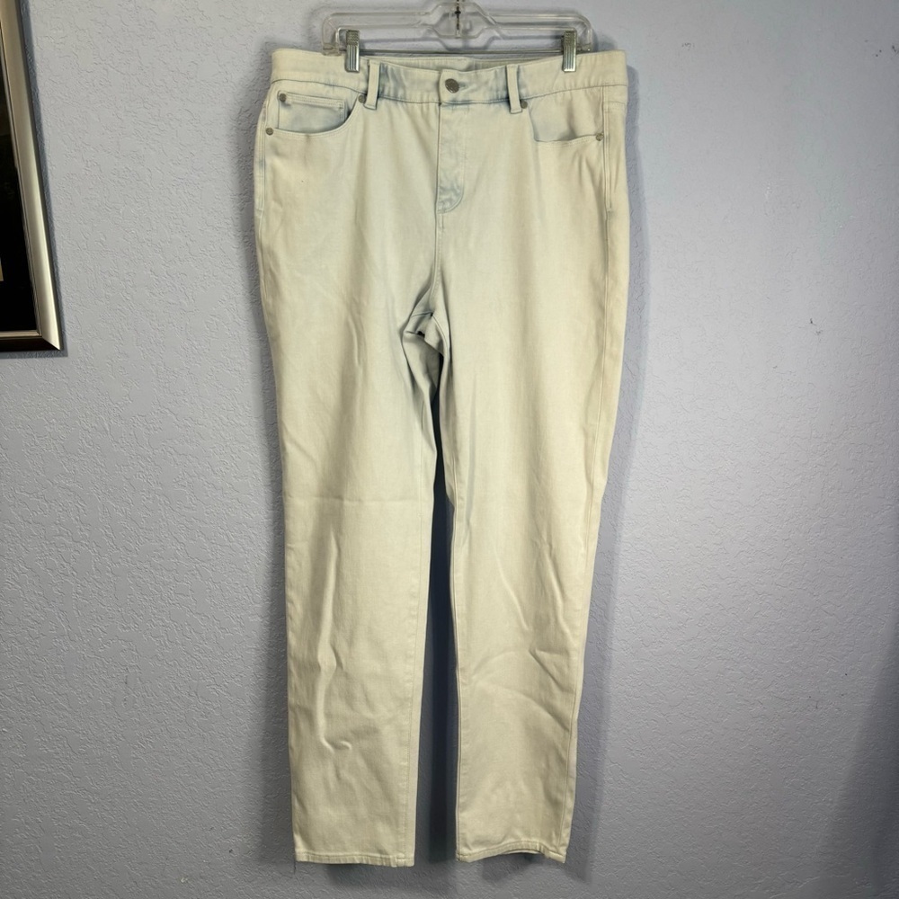 Soft Surroundings Faded High Rise Straight Leg Stretch Jeans